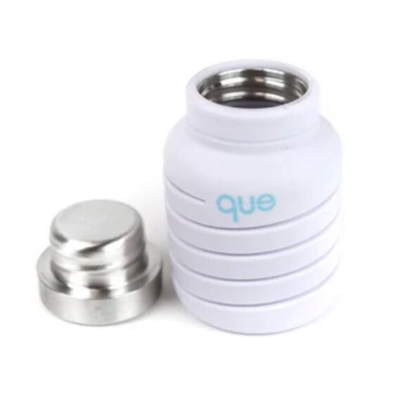 NIB QUE Collapsable 12oz Water Bottle- White - Picture 1 of 6